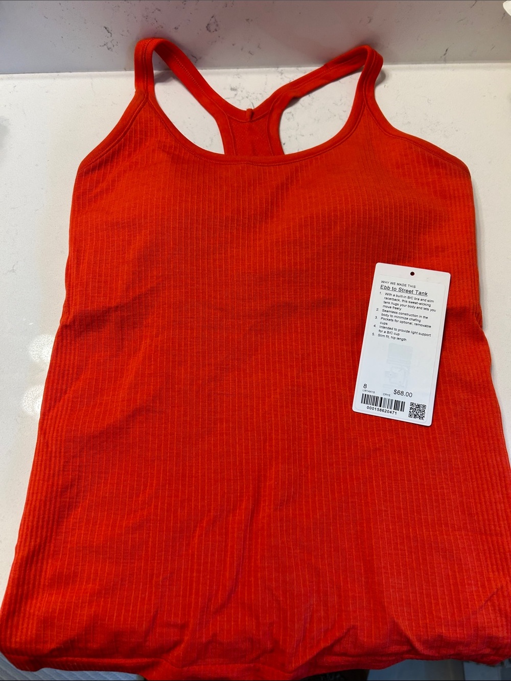 Lululemon Ebb to Street hip length Tank Top - Red cherry Ember size 8